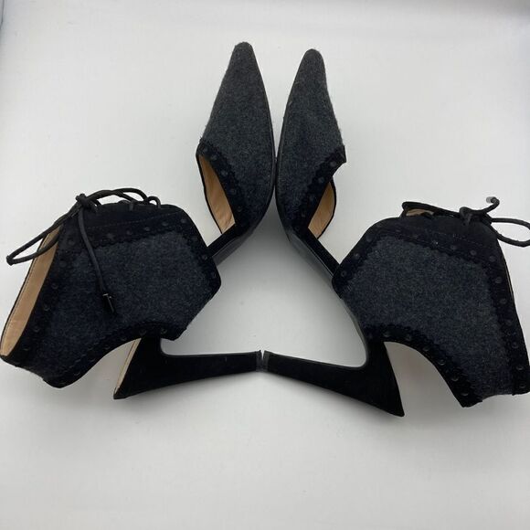 Franco Sarto Amoretta Dark Coal Wool Ankle Tie Heels Size 10M - Picture 8 of 12